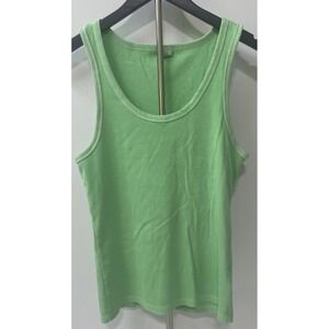 GAP Ribbed Tank Top Womens L Green Excellent Scoop Neck Sleeveless Basic